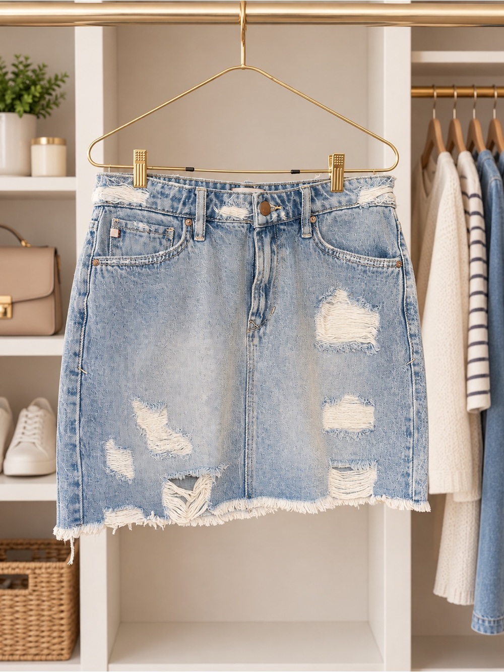 Dear John Kaylee High Rise Destructed Denim Mini Skirt Size 29